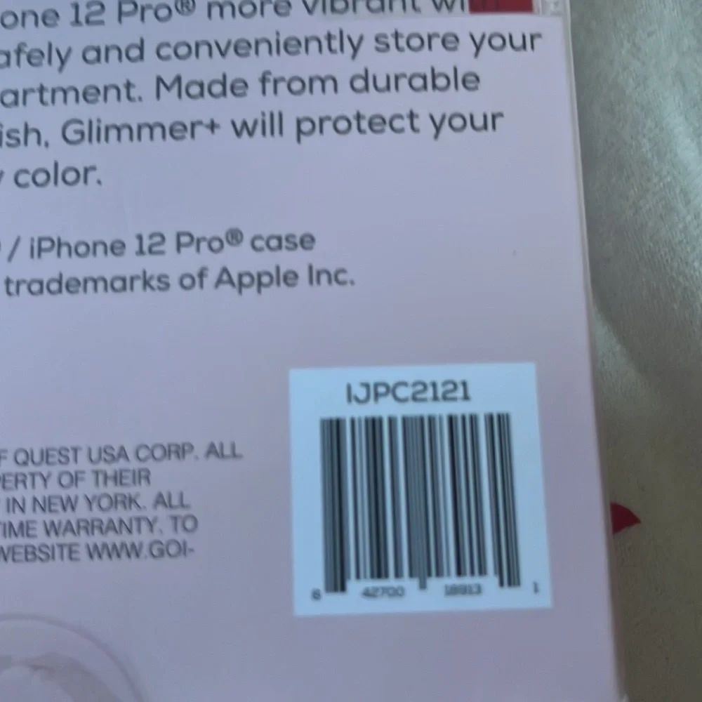 Ijoy Glimmer IPhone 12 & 12 Pro phone case with compact wallet. Shimmery silver